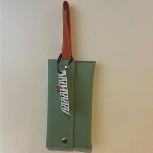 Green and Orange Clutch with Leather Strap